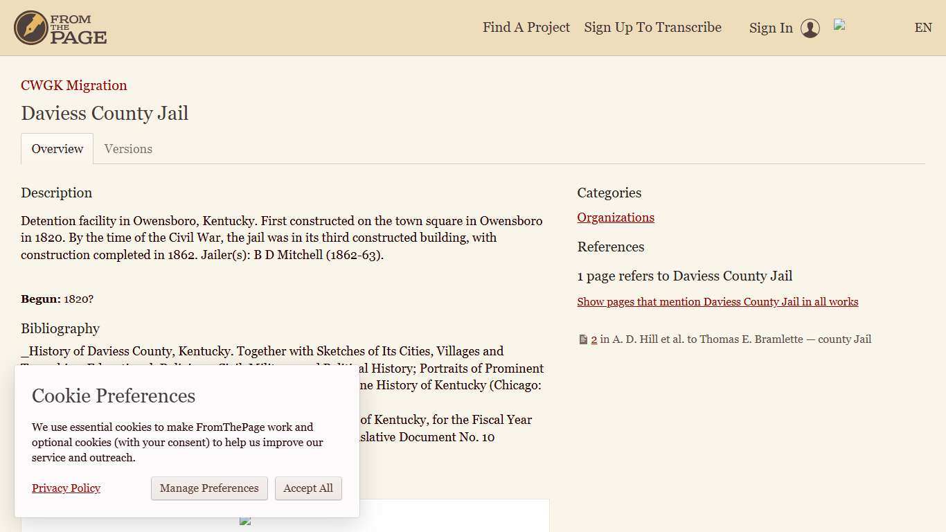 Daviess County Jail FromThePage